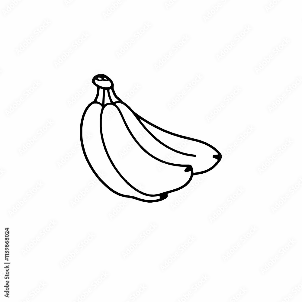 Bunch of Ripe Bananas – Black Outline Vector Illustration Bunch of Ripe Bananas – Black Outline Vector Illustration