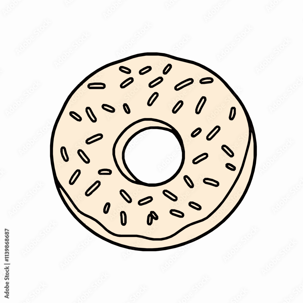 Chocolate Donut with Sprinkles – Black Outline Vector Illustration Chocolate Donut with Sprinkles – Black Outline Vector Illustration