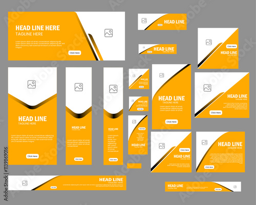 Social media banners design web template set. Futuristic technology banners layout vector.