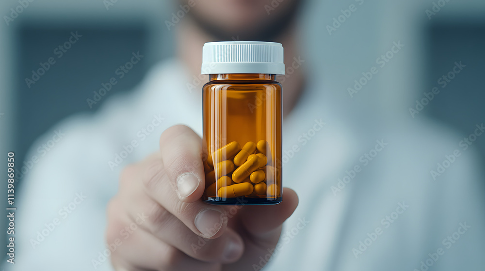 A close-up of a distressed man holding a pill bottle, conveying a sense of anxiety, emotional struggle, and the burden of health challenges, highlighting the human experience of dealing with medicatio A close-up of a distressed man holding a pill bottle, conveying a sense of anxiety, emotional struggle, and the burden of health challenges, highlighting the human experience of dealing with medicatio