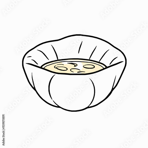 Golgappa with Spicy Water Filling – Black Outline Vector Illustration