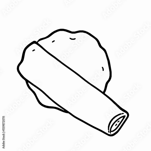 Masala Dosa Being Rolled – Black Outline Vector Illustration
