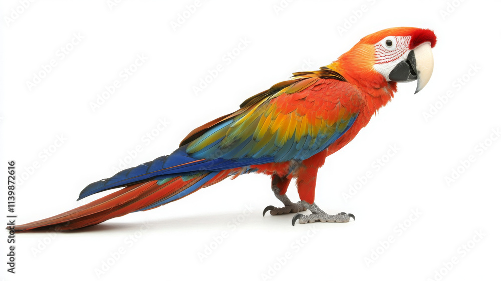 Fototapeta premium vibrant Scarlet Macaw with colorful feathers standing proudly