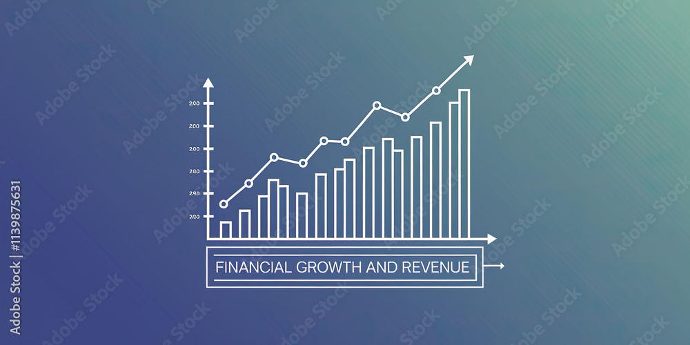 Naklejka premium Financial Growth and Revenue Chart on Gradient Background