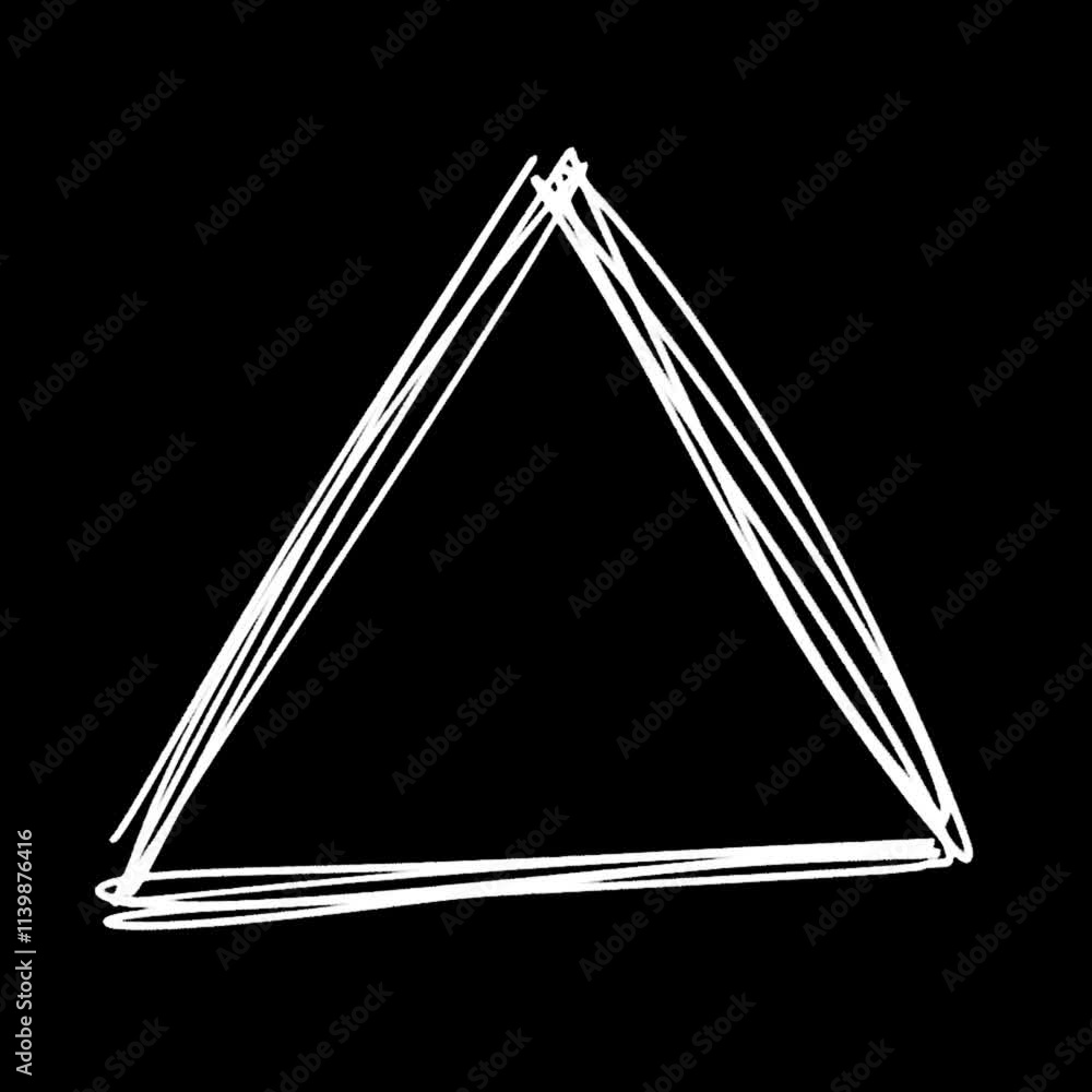 Hand-drawn triangle on black background.