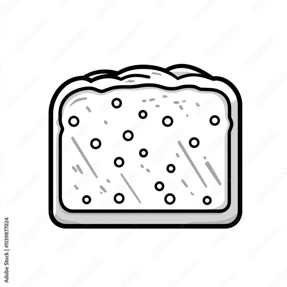 Simple line art illustration of a slice of bread with seeds. Simple line art illustration of a slice of bread with seeds.