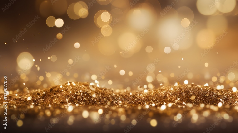 photograph of Golden particles and sprinkles to celebrate the holidays. golden glitter bokeh photograph of Golden particles and sprinkles to celebrate the holidays. golden glitter bokeh