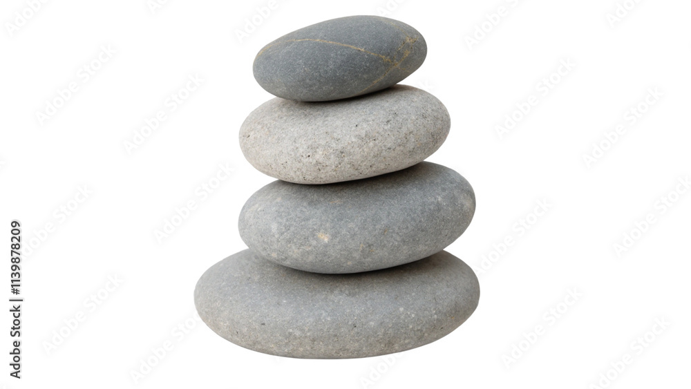 Stacked smooth grey stones isolated on transparent background Stacked smooth grey stones isolated on transparent background