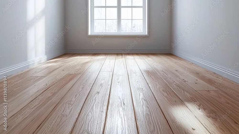 Sunlit Empty Room Wooden Floor White Walls Window Light Sunlit Empty Room Wooden Floor White Walls Window Light