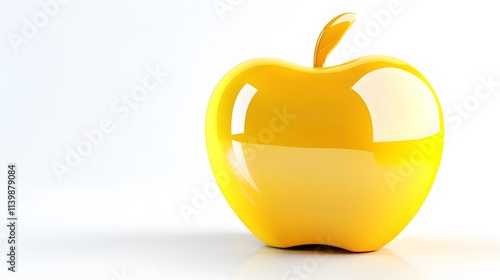3D Yellow apple icon on a white background