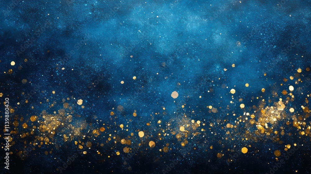 Ocean blue background with golden bokeh lights Ocean blue background with golden bokeh lights