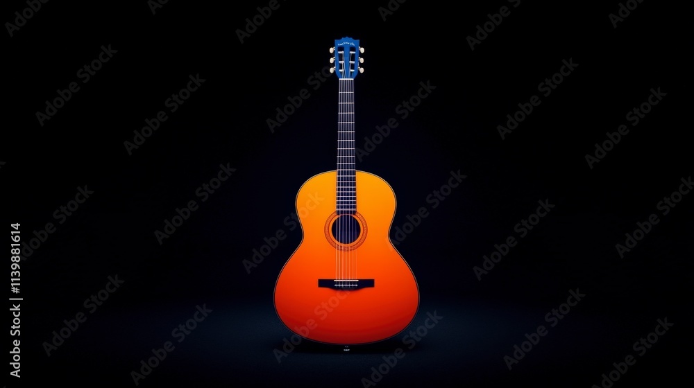 Naklejka premium Cinematic Classical Guitar Studio Shot 4K HDR Music Instrument