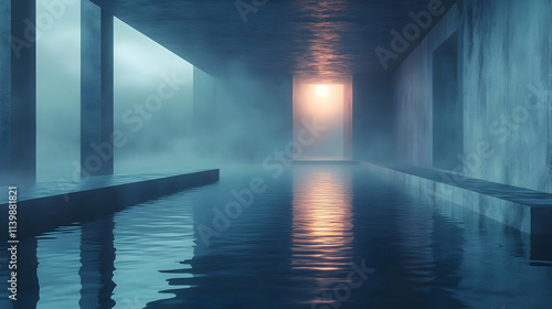 Flooded Corridor 3D Illustration