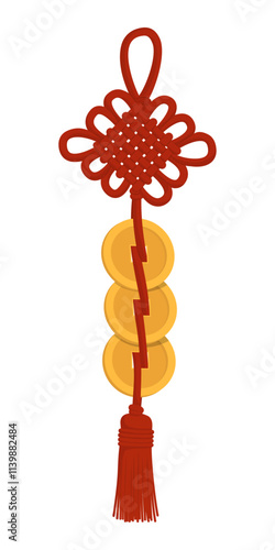Chinese lucky coins amulet isolated