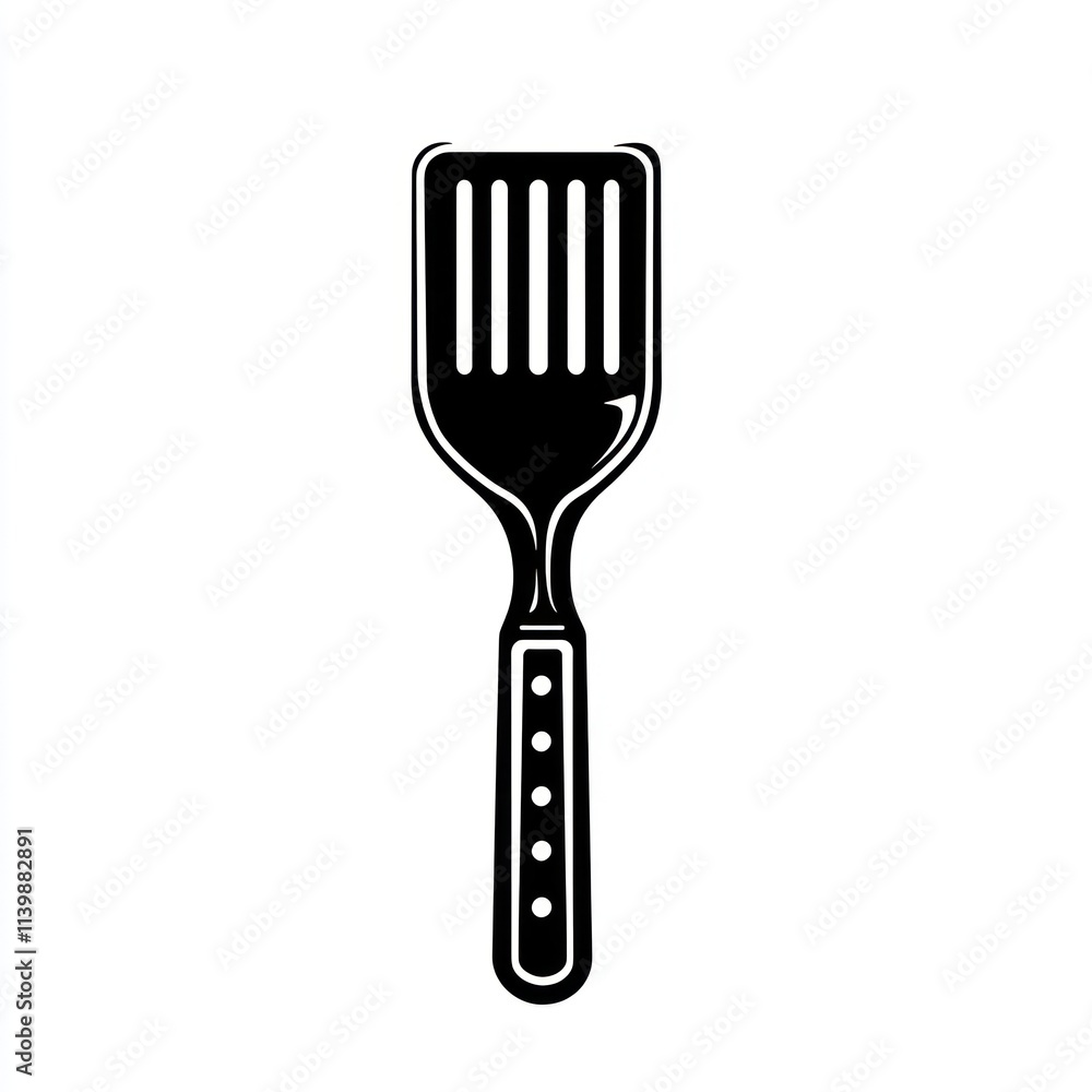 Black and white illustration of a spatula. Black and white illustration of a spatula.