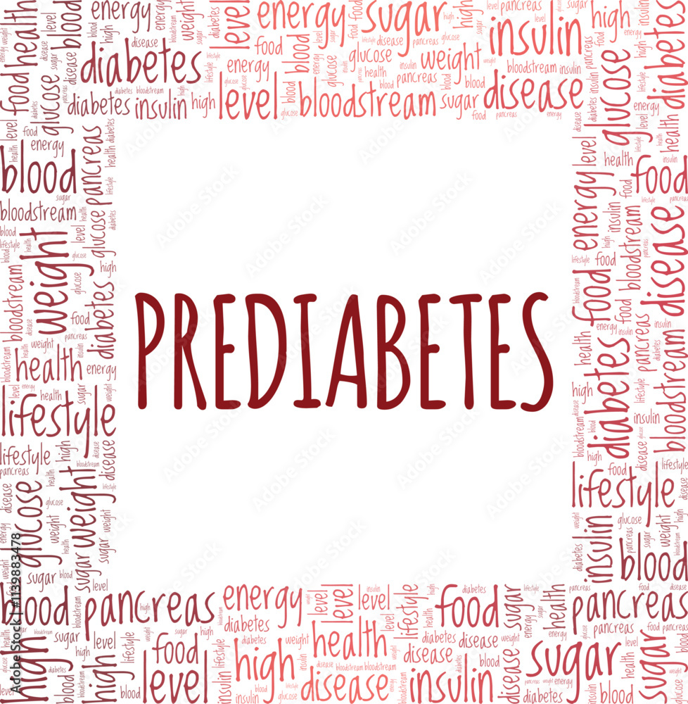 Fototapeta premium Prediabetes word cloud conceptual design isolated on white background.