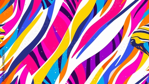 Multicolor Zebra Print in Vibrant Style: Bold and Striking Pattern for Creative and Fashion Design Themes