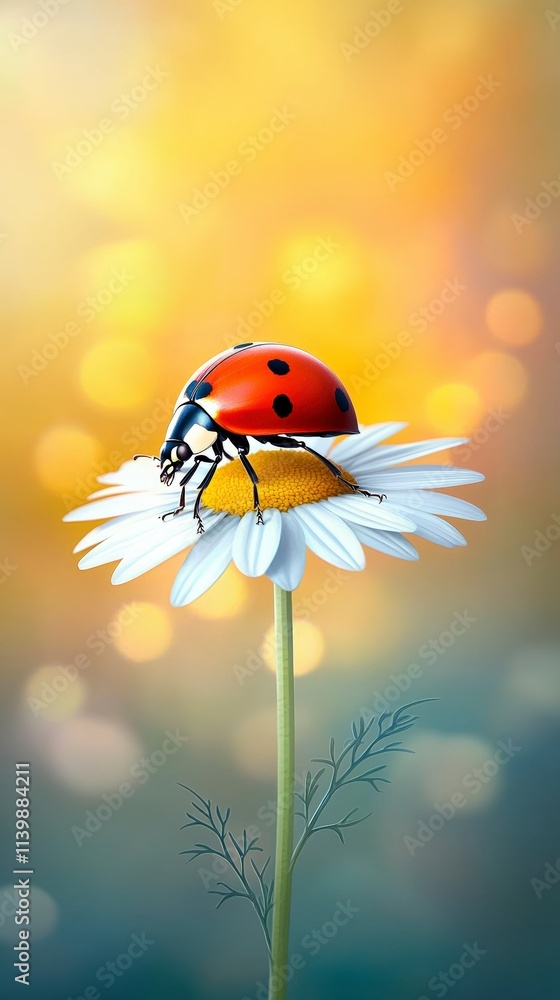 Ladybug on Daisy Nature Macro Photography Spring Blossom Insect Closeup Ladybug on Daisy Nature Macro Photography Spring Blossom Insect Closeup