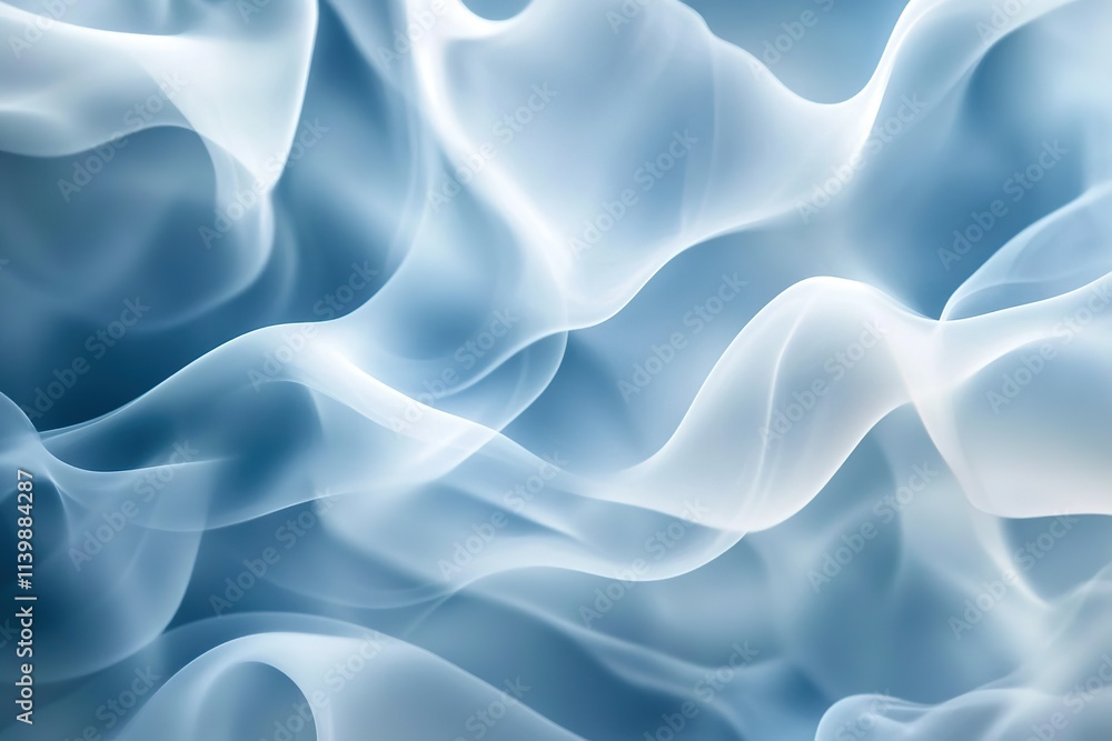 Obraz premium Abstract blue soft waves on light background, serene pattern