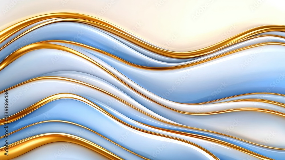 Obraz premium Abstract Blue White Gold Waves Luxury Marble Texture Background
