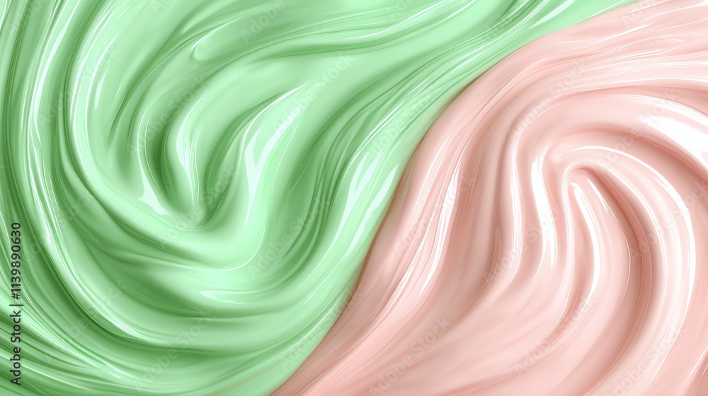 Abstract Swirling Pastel Cream Texture Green Pink Background Abstract Swirling Pastel Cream Texture Green Pink Background