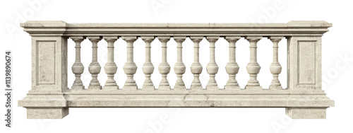 High-Quality PNG Stone Baluster Isolated on White Background – High Resolution