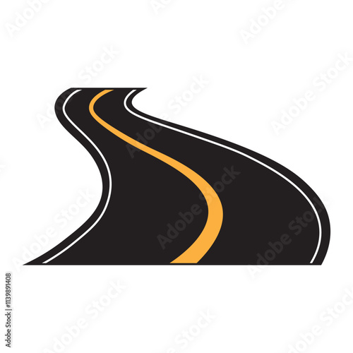 winding highway flat icon vector