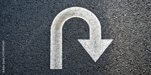 Arrow U-turn sign painted on asphalt road , road, transportation, traffic, symbol, turning, direction, u-turn