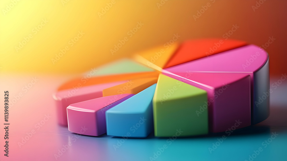 Obraz premium Colorful 3D Pie Chart Illustration