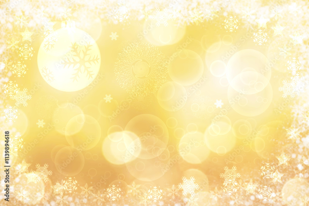 A festive abstract delicate Happy New Year or Christmas background texture with colorful gold yellow white blurred bokeh lights and stars. Space for design. Card concept or advertising. A festive abstract delicate Happy New Year or Christmas background texture with colorful gold yellow white blurred bokeh lights and stars. Space for design. Card concept or advertising.