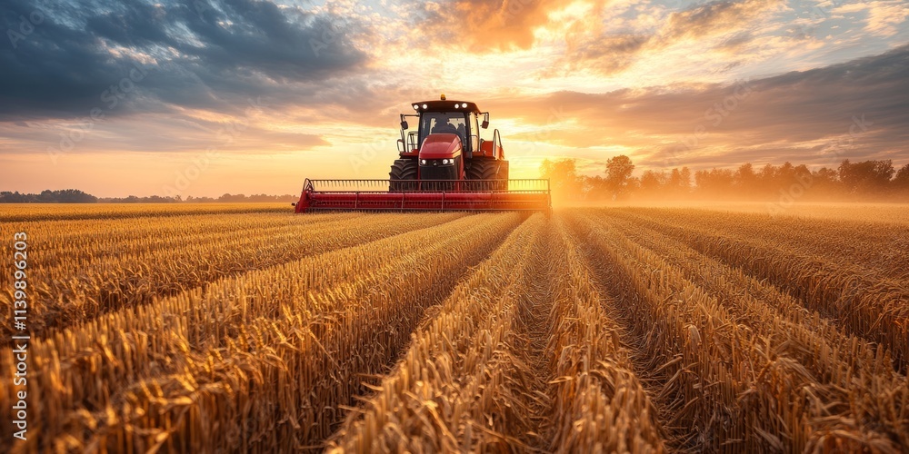 Advanced Automation in High-Tech Farming at Sunset Advanced Automation in High-Tech Farming at Sunset