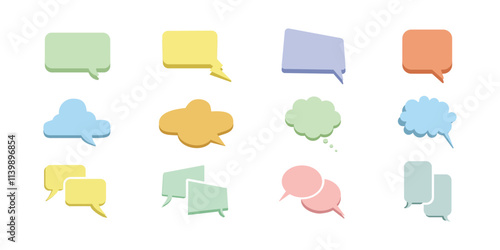 Set of speech bubbles. Speak bubble text, cartoon chatting box, talk bubble, message box. Blank empty speech bubbles.. Cloud speech bubbles collection. Vector