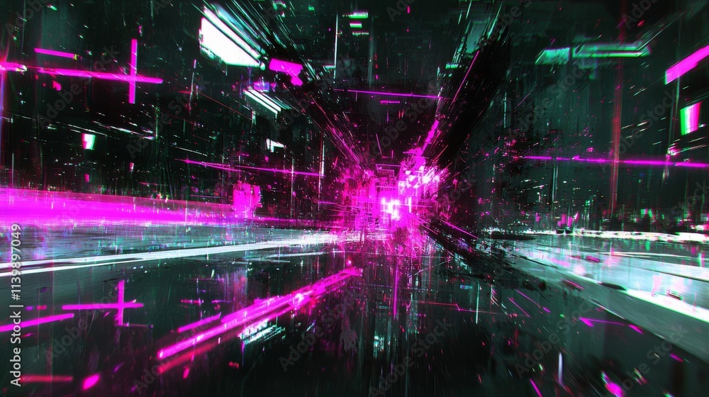 Fototapeta premium glitch, Abstract fusion elements within digital glitch art aesthetic , isolated on white background, , copy space, copy space for text,
