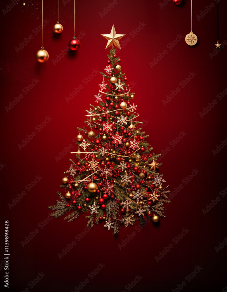 Merry Christmas and Cristmas decor gradiant red background Merry Christmas and Cristmas decor gradiant red background