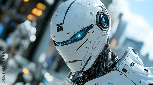 Futuristic Robot Head 3D Illustration