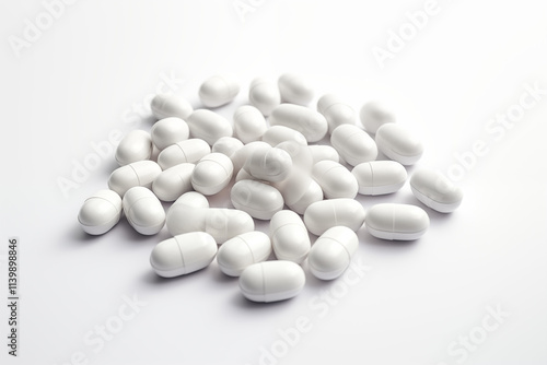 Medicine pills on white background. Medicine related topics. Public health. Treatments. Png cutouts.