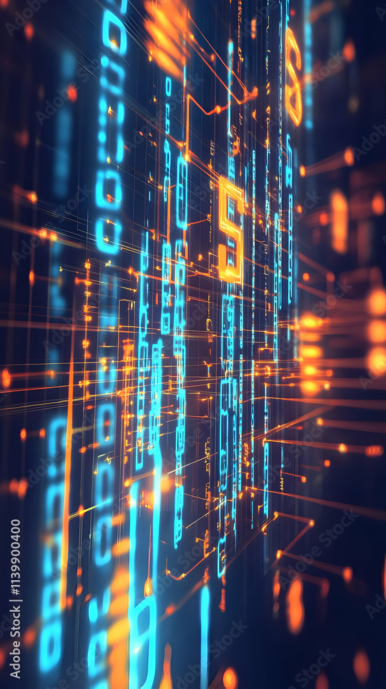 Fototapeta premium Abstract 3D Digital Data Stream Background