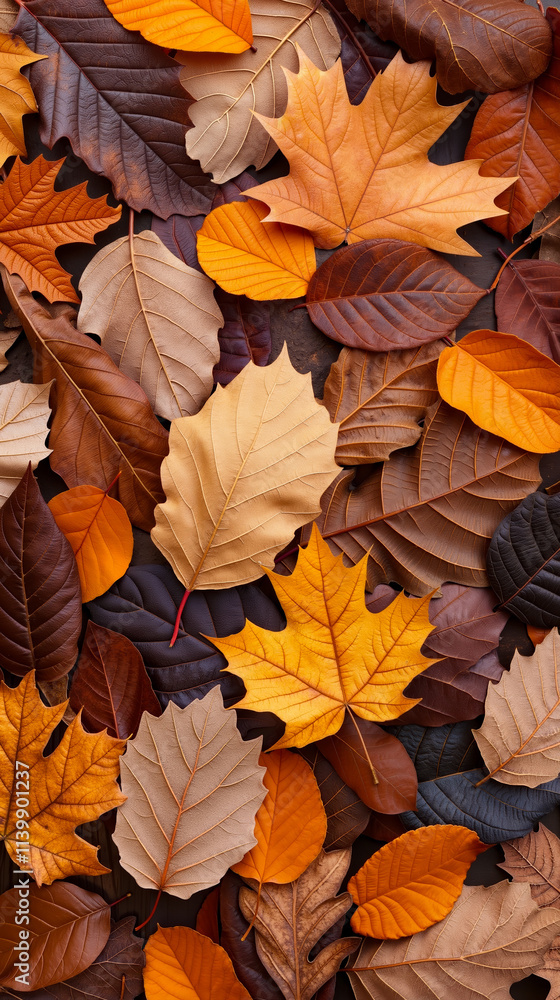 A pile of autumn leaves laying on top of each other A pile of autumn leaves laying on top of each other