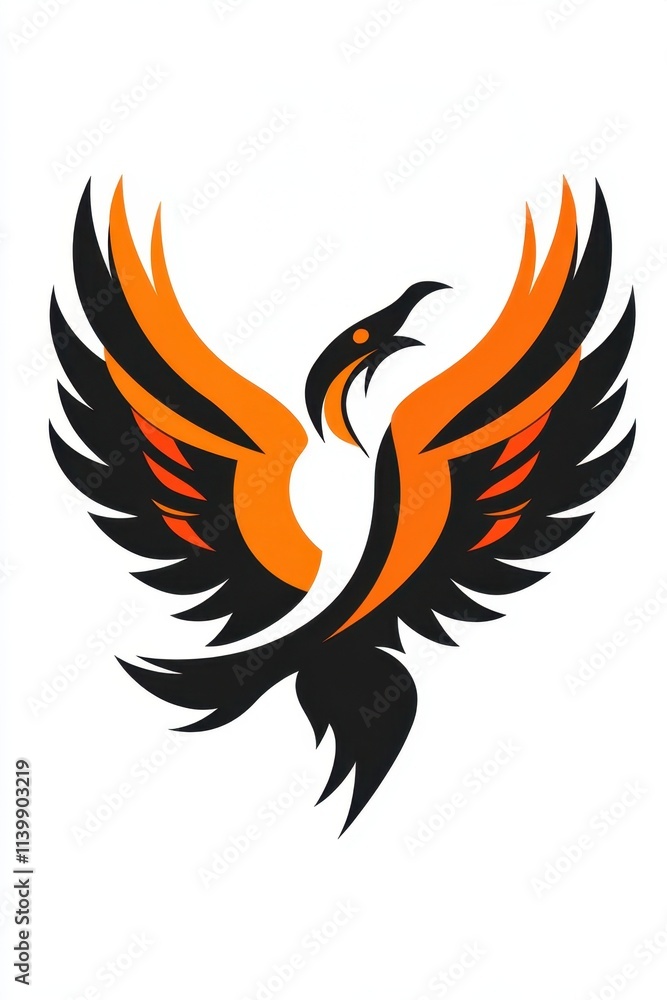 Black and orange phoenix silhouette Black and orange phoenix silhouette