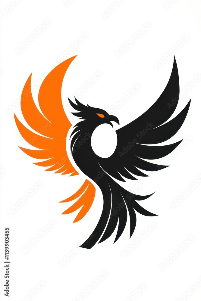 Black and orange phoenix silhouette Black and orange phoenix silhouette