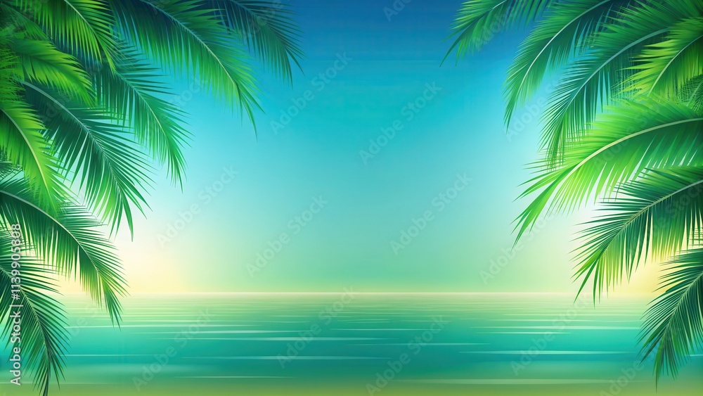 Tropical paradise gradient background with green fading to turquoise and blue , Exotic, fresh, fun, island, paradise Tropical paradise gradient background with green fading to turquoise and blue , Exotic, fresh, fun, island, paradise
