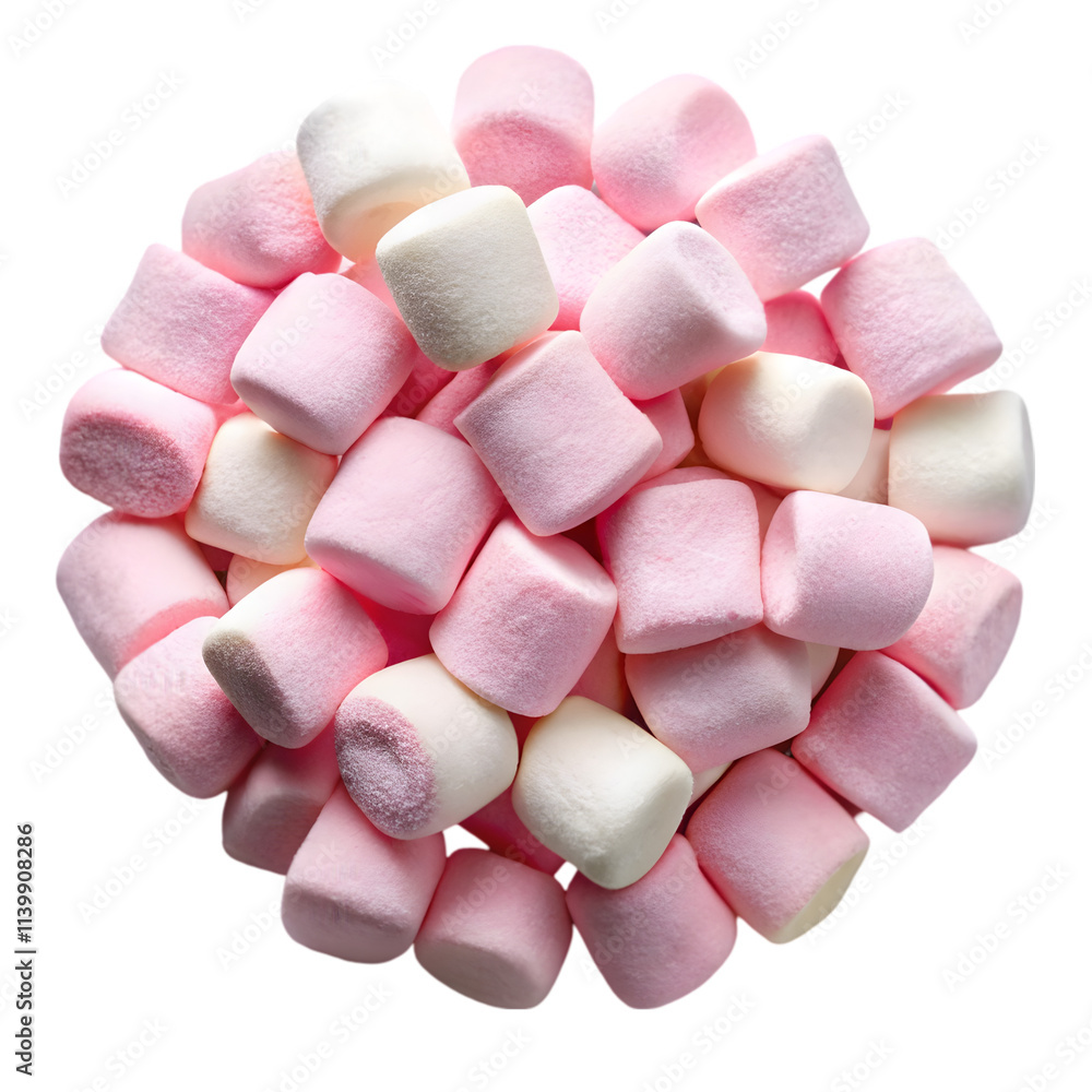 delicious fluffy pink and white marshmallows top view isolated on transparent background delicious fluffy pink and white marshmallows top view isolated on transparent background