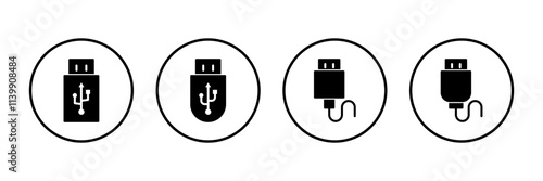 Usb icon vector isolated on white background. Flash disk icon vector