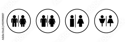 Toilet icon vector isolated on white background. Toilet sign. Man and woman restroom sign vector. Male and female icon