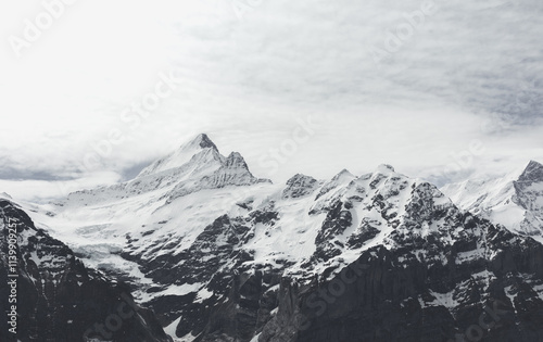 Mönch and Jungfrau under an overcast sky