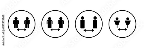 Social distancing icon vector isolated on white background. Keep distance sign. Coronavirus. Social Distancing and Self Quarantine.