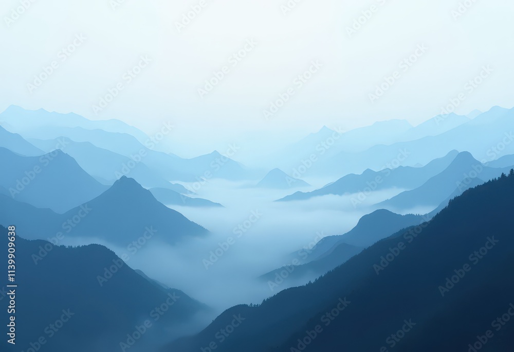 Fototapeta premium Misty Blue Mountain Range 