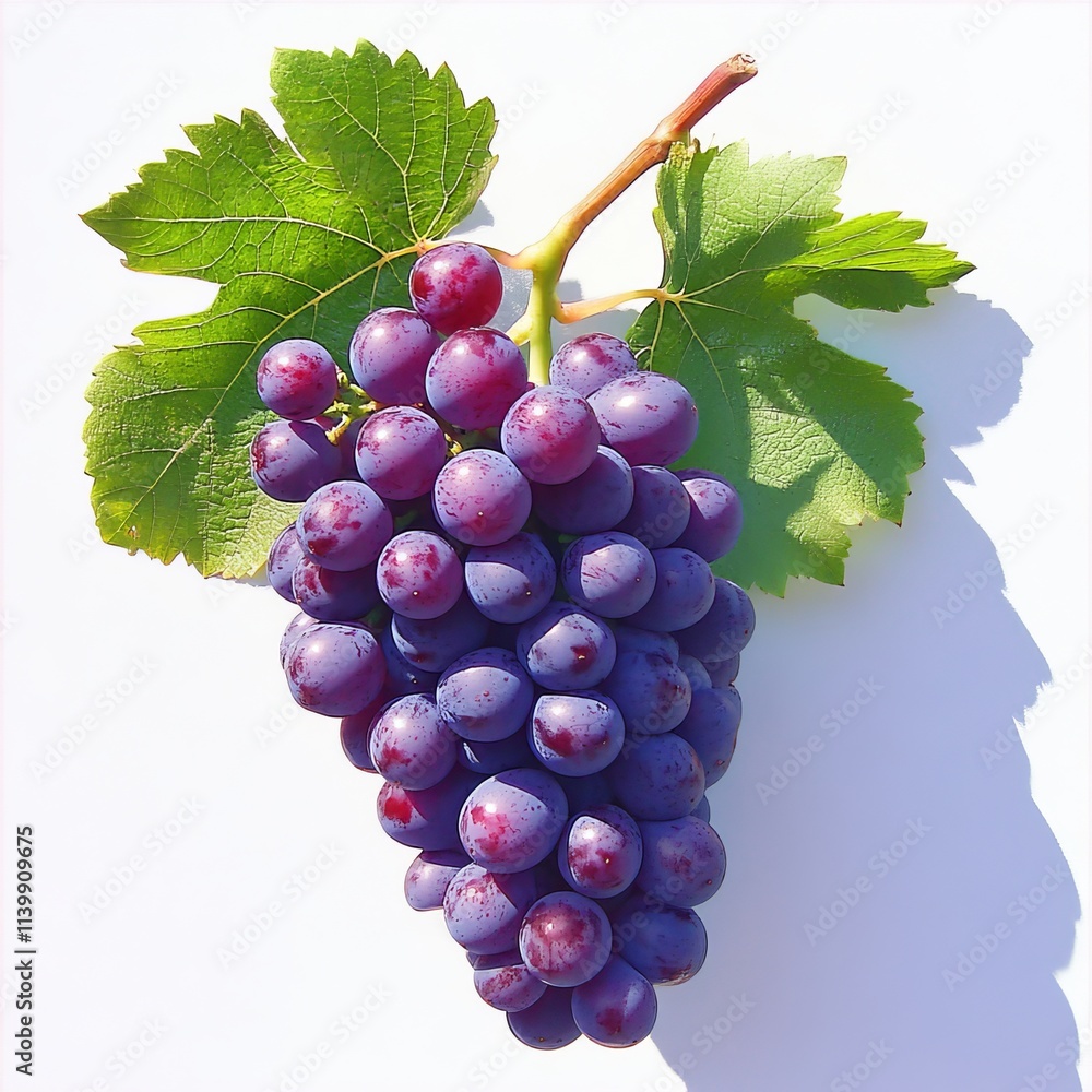 Fototapeta premium Fresh grapes isolated on white background, emphasizing natural fruit, healthy eating, and organic produce concepts.