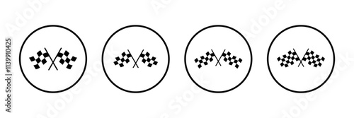 Race flag icon vector isolated on white background. Competition sport flag line vector icon. Racing flag. Start finish flag. Checkered. Start