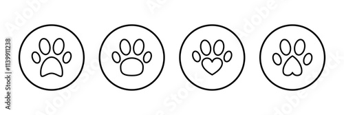 Paw icon vector isolated on white background. Paw Print icon